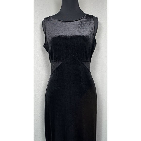 Vtg 90s All That Jazz Velvet Lace Holiday Peek-a-Boo Maxi Dress M Cutouts - Picture 4 of 11